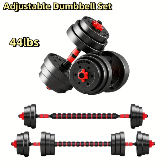 Adjustable Dumbbell Set 44lbs - 3-in-1 Quick-Change Home Gym Weights