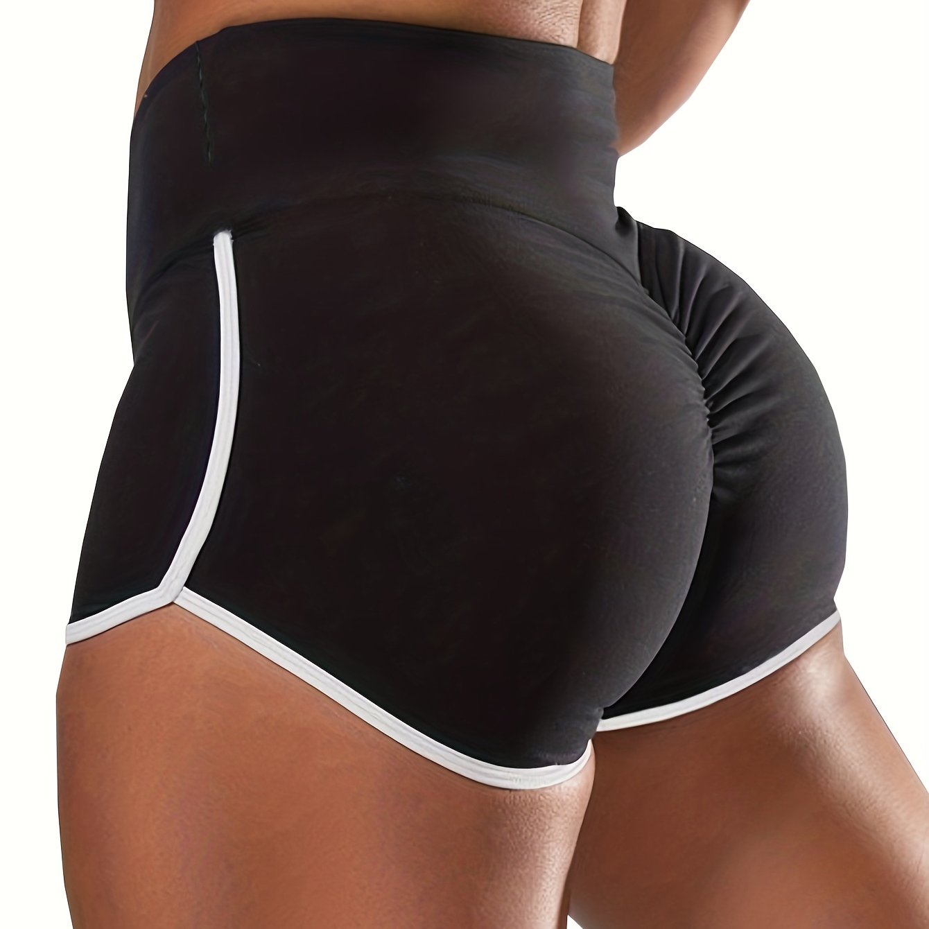 Women's Ruched Contrast Trim Sport Shorts - Athletic Binding Shorts