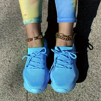 Women's Platform Mesh Sneakers - Breathable Lightweight Sport Shoes
