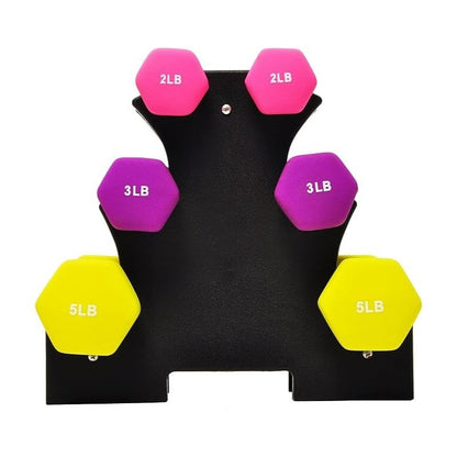 Professional Dumbbell Set with Storage Rack - Neoprene Hex Weights for Home Gym