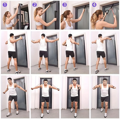 Pilates Resistance Rope with Handles - Yoga Fitness Training Band