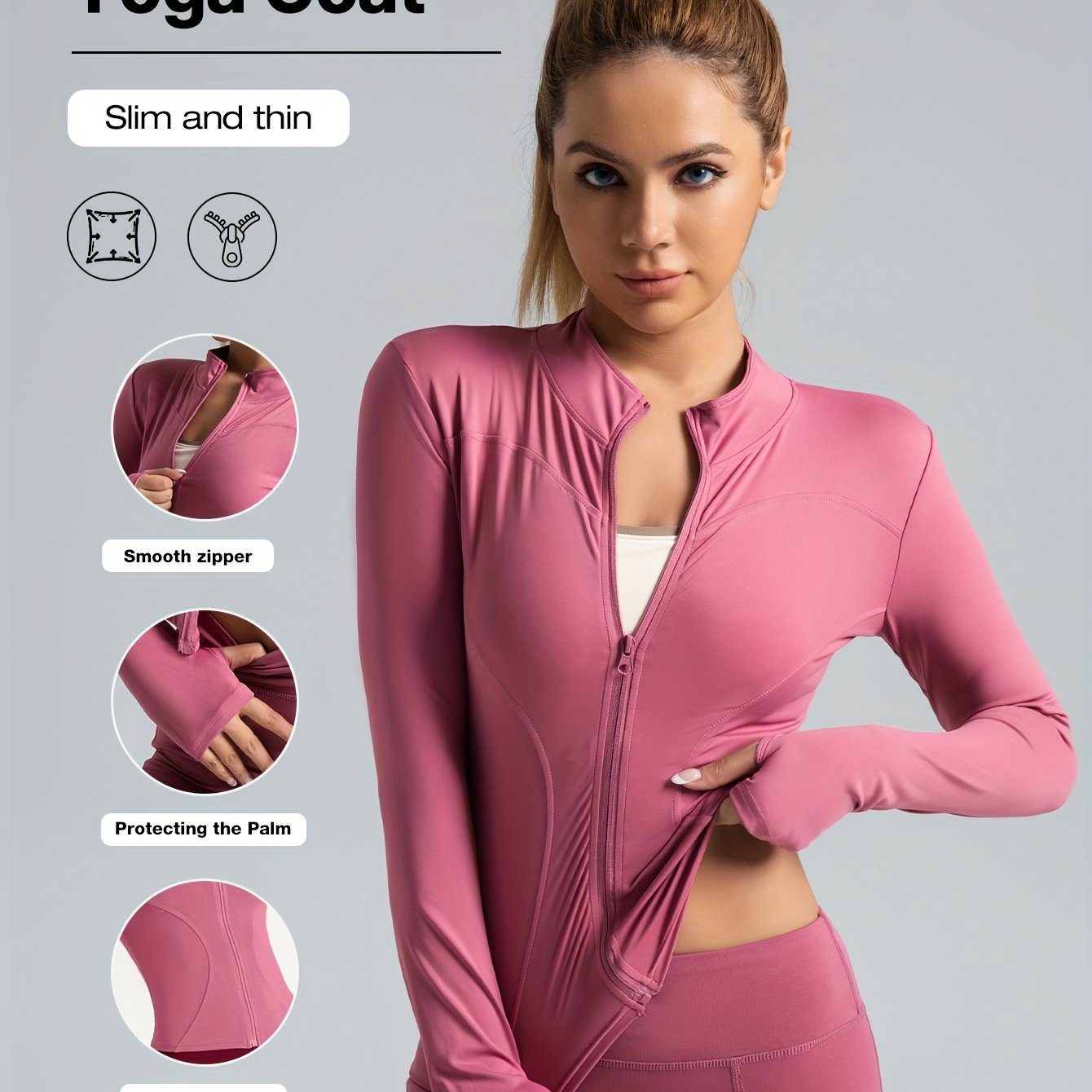 Women's Performance Yoga Jacket - Full Zip Athletic Wear