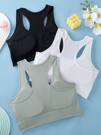 Women's Sports Bras 3-Pack - Breathable Yoga Fitness Tank Tops