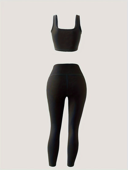 Women's 3-Piece Yoga Set - High Waist Leggings, Sports Bra & Vest