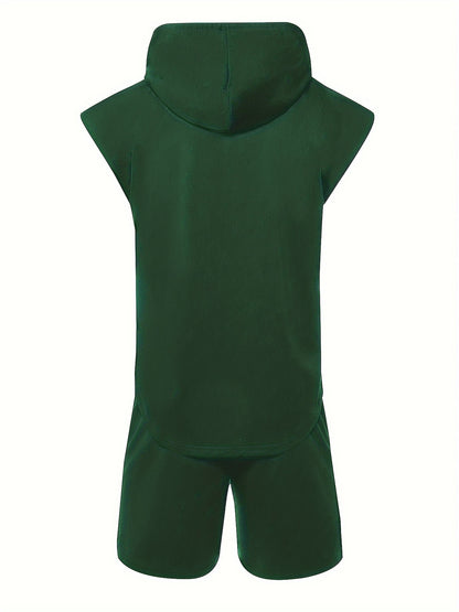 Men's Boxing 2-Piece Sports Set - Hooded Vest & Shorts