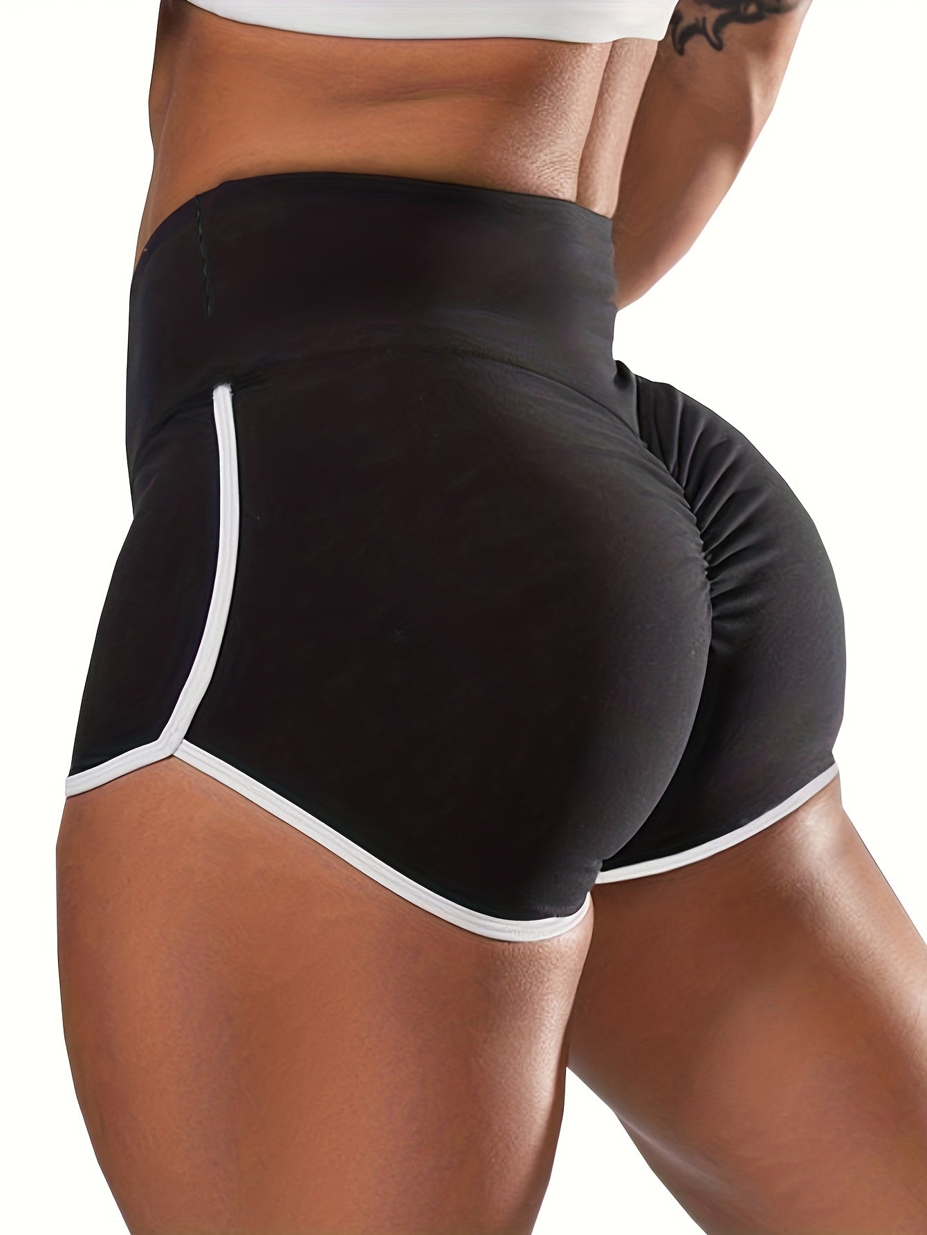 Women's Ruched Contrast Trim Sport Shorts - Athletic Binding Shorts