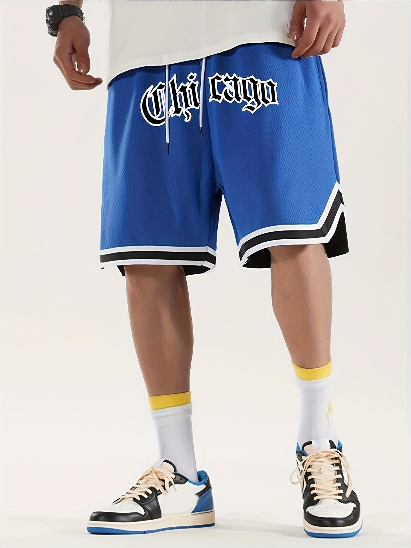 Men's Athletic Shorts - Chicago Print Drawstring Sport Shorts