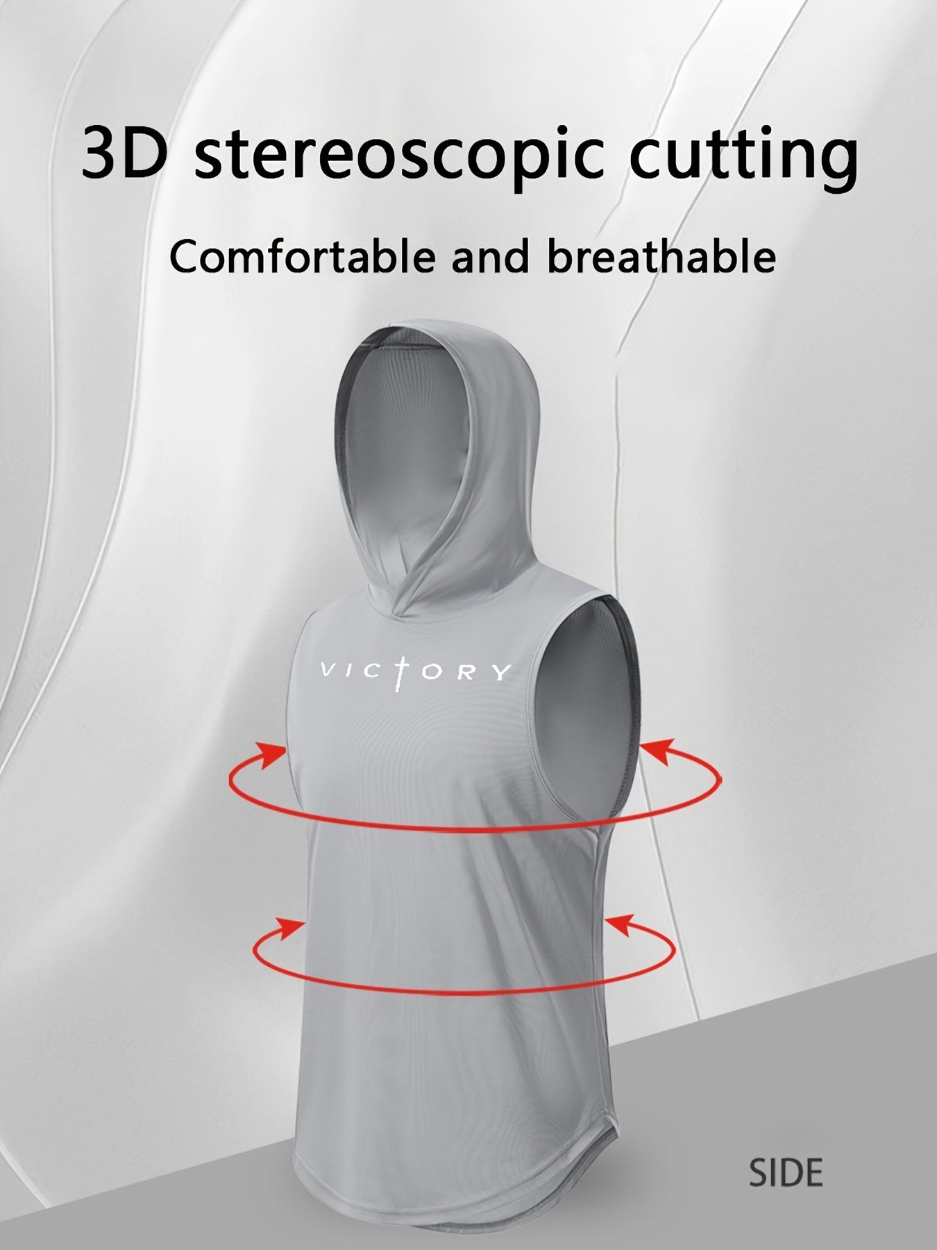 Men's Athletic Tank Top - Victory Print Hooded Gym Vest