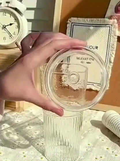 Glass Cups with Lids & Straws 2-Pack (22oz) - Eco-Friendly Reusable Drinkware