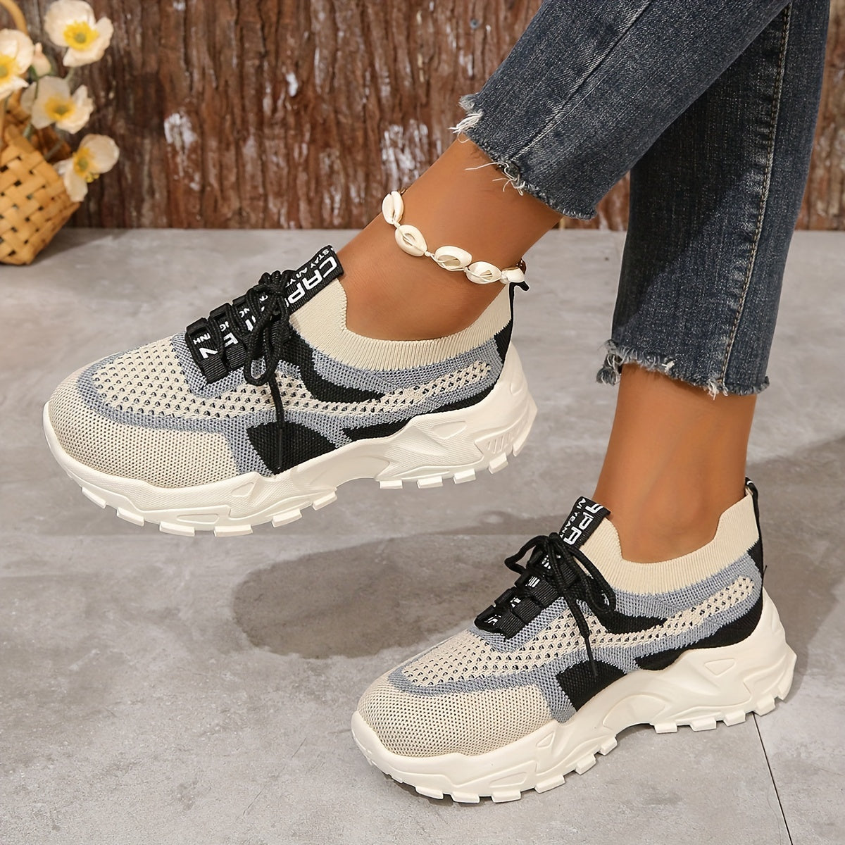 Women's Breathable Mesh Platform Sneakers - Lightweight Casual Sport Shoes