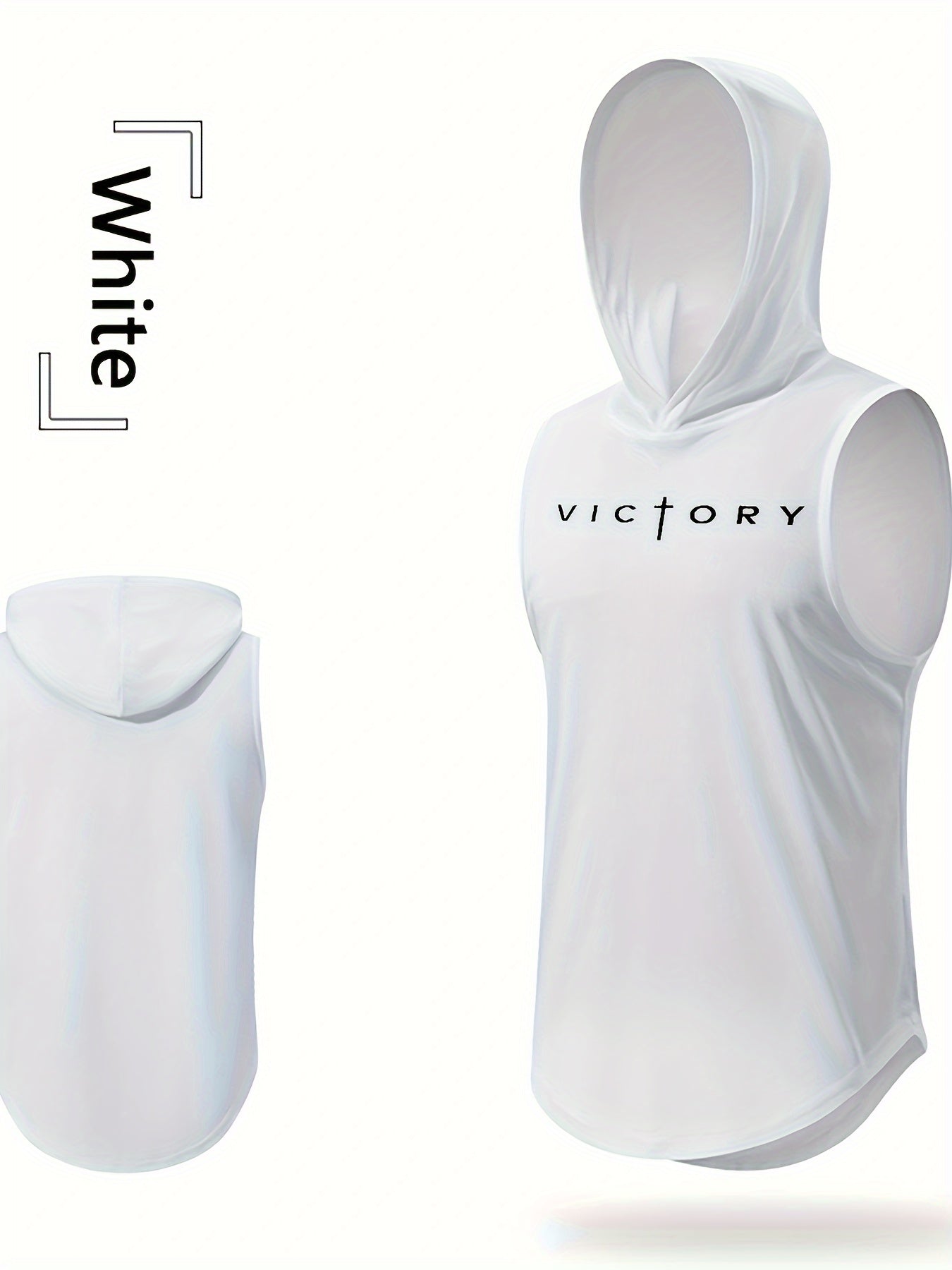 Men's Athletic Tank Top - Victory Print Hooded Gym Vest