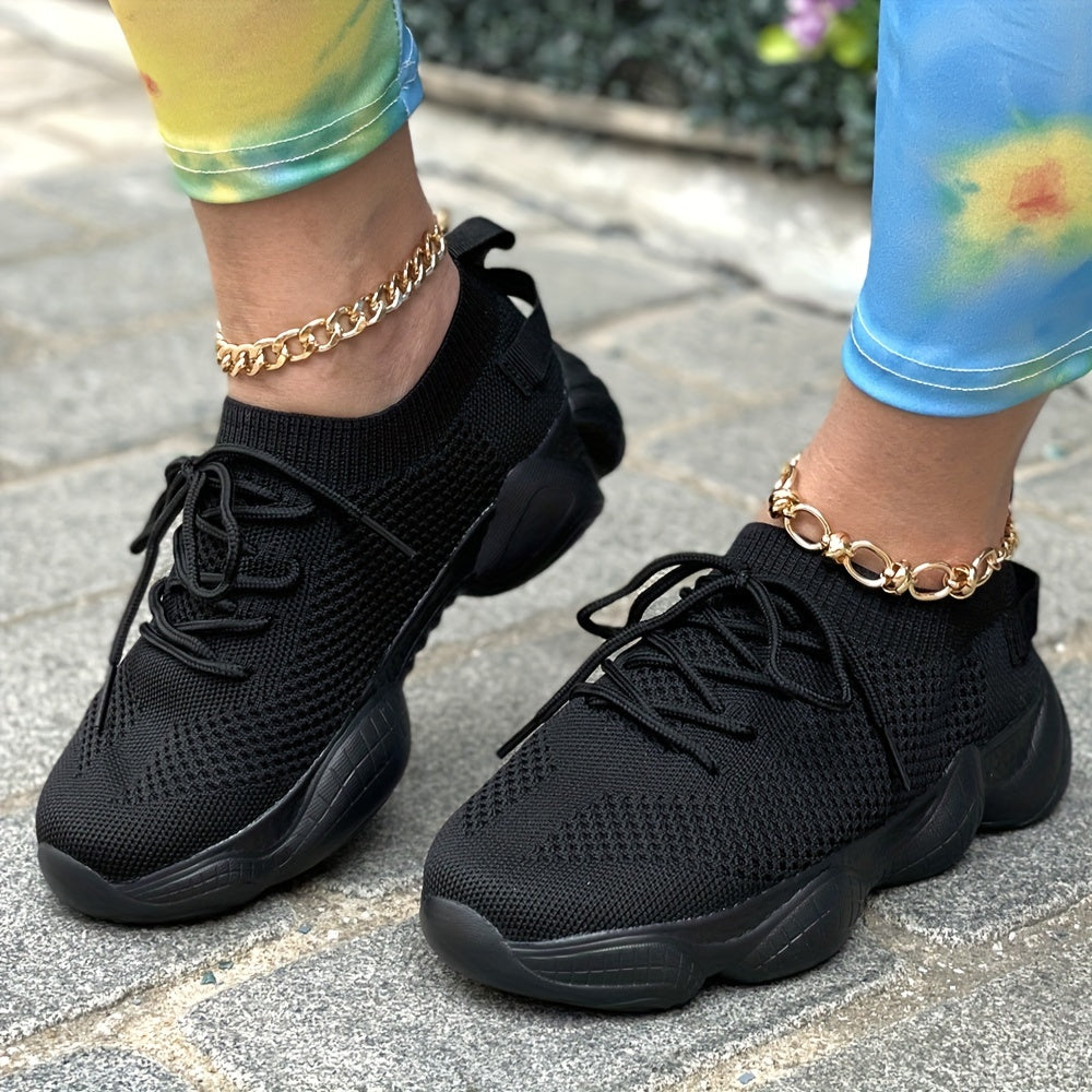 Women's Platform Mesh Sneakers - Breathable Lightweight Sport Shoes