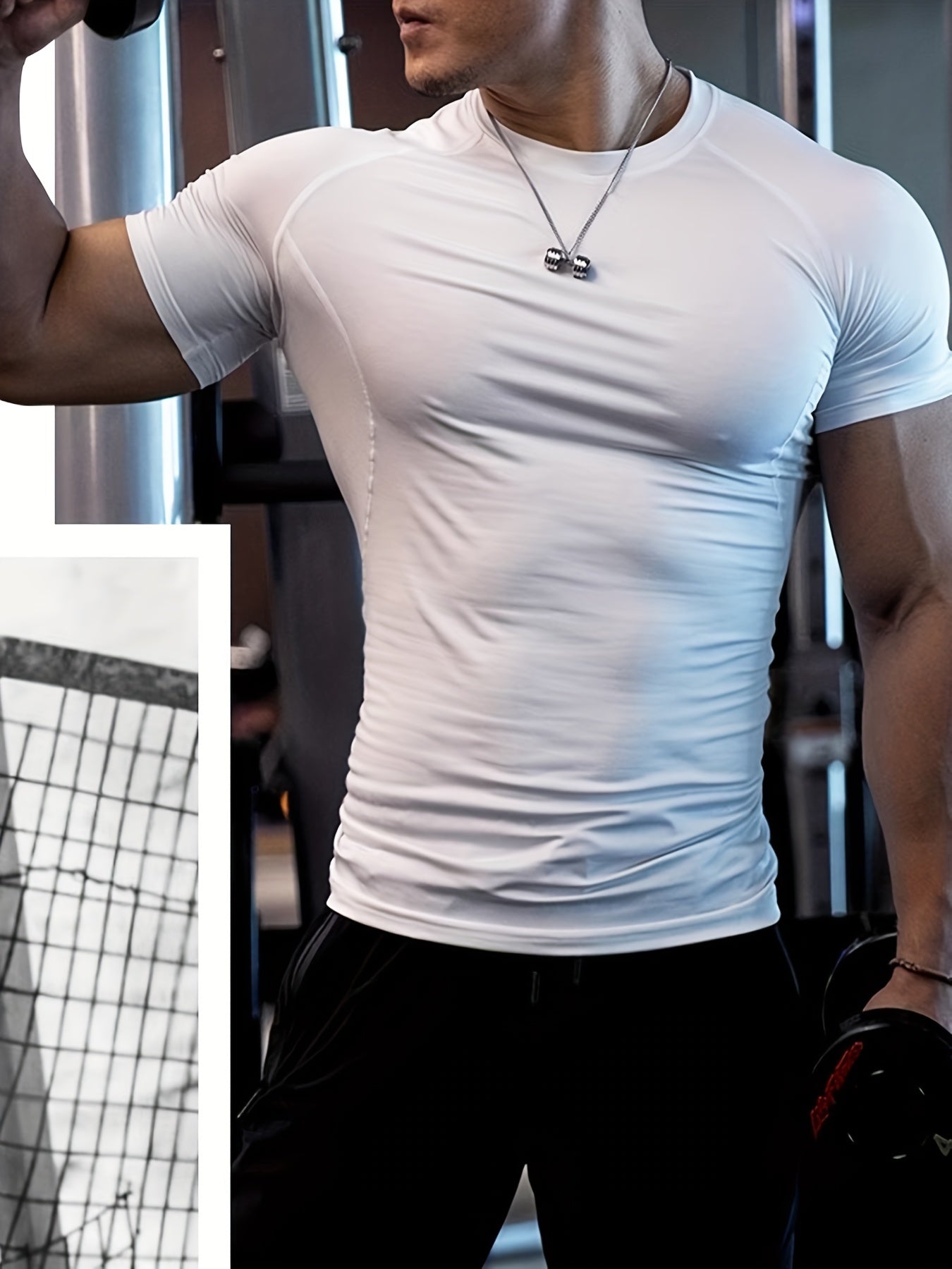 Men's High-Elasticity Athletic Muscle Tee - Slim Fit Workout Shirt