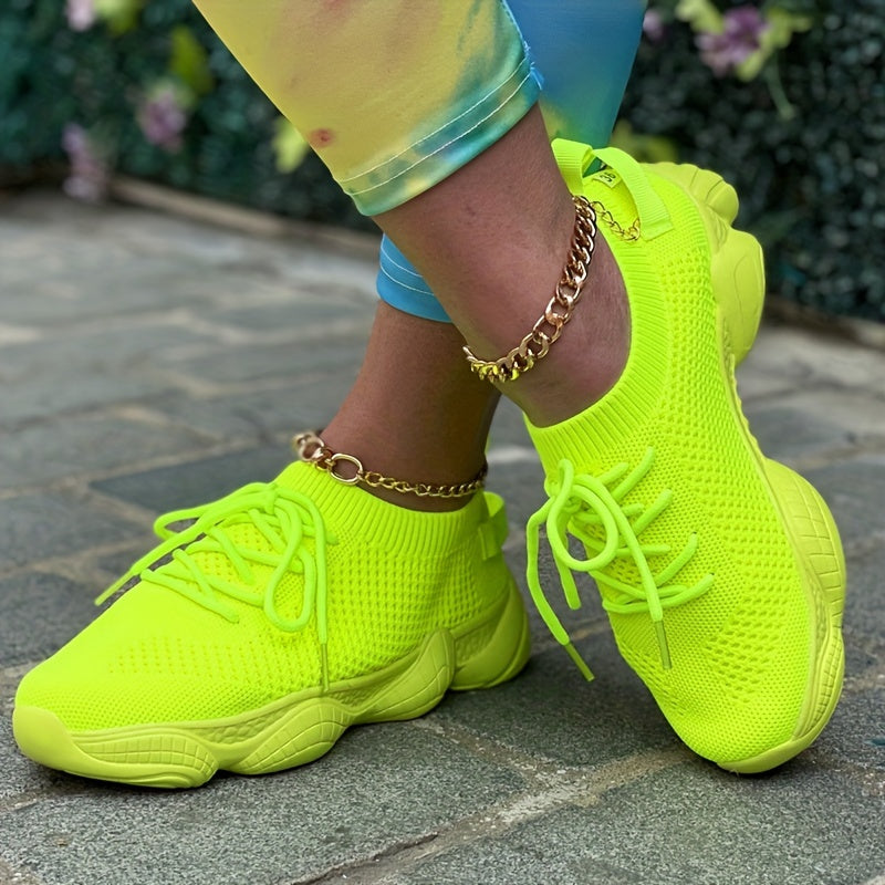 Women's Platform Mesh Sneakers - Breathable Lightweight Sport Shoes