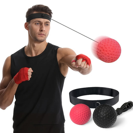 Boxing Reflex Ball Set - Adjustable Headband with Hand Wraps