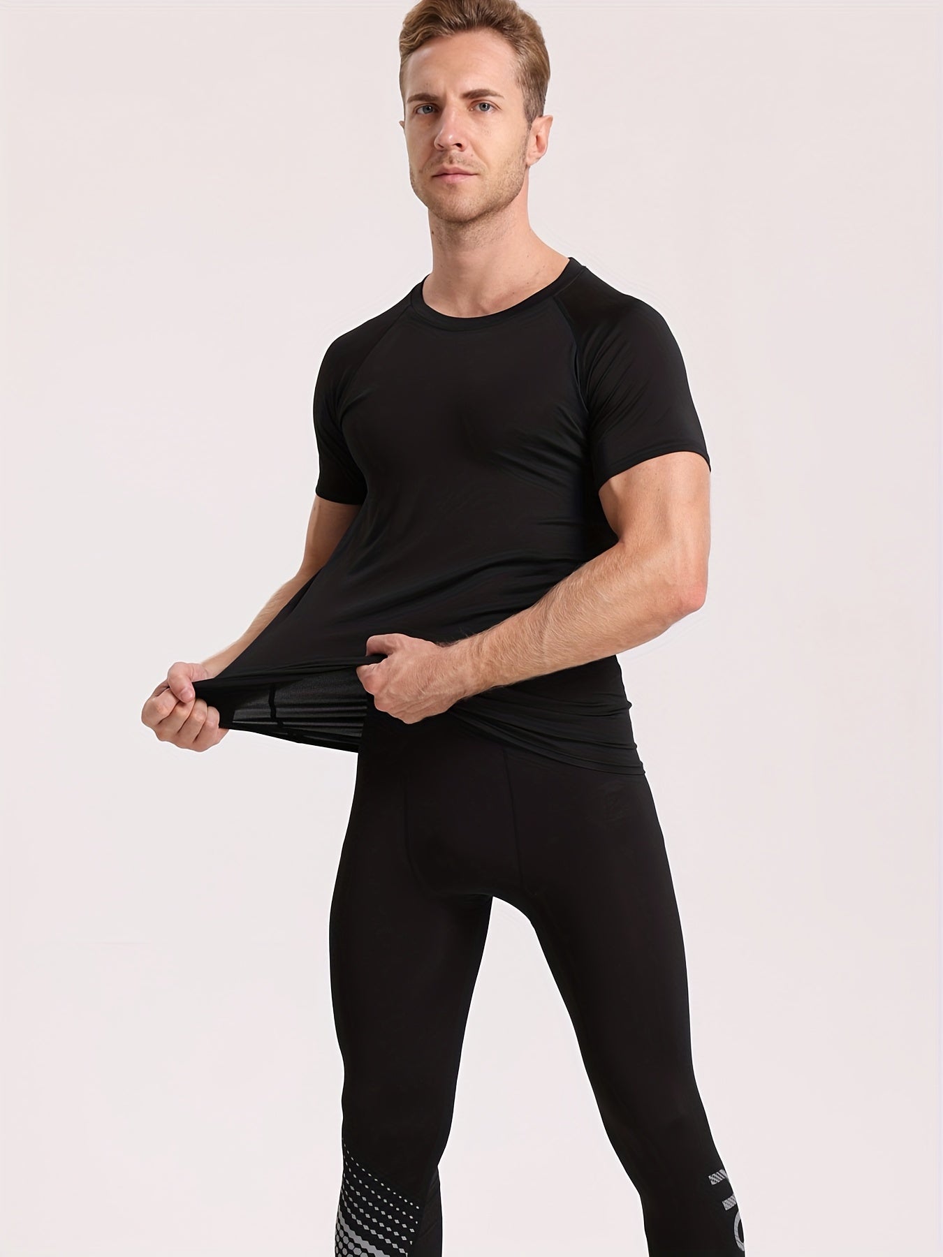 Men's High-Elasticity Athletic Muscle Tee - Slim Fit Workout Shirt