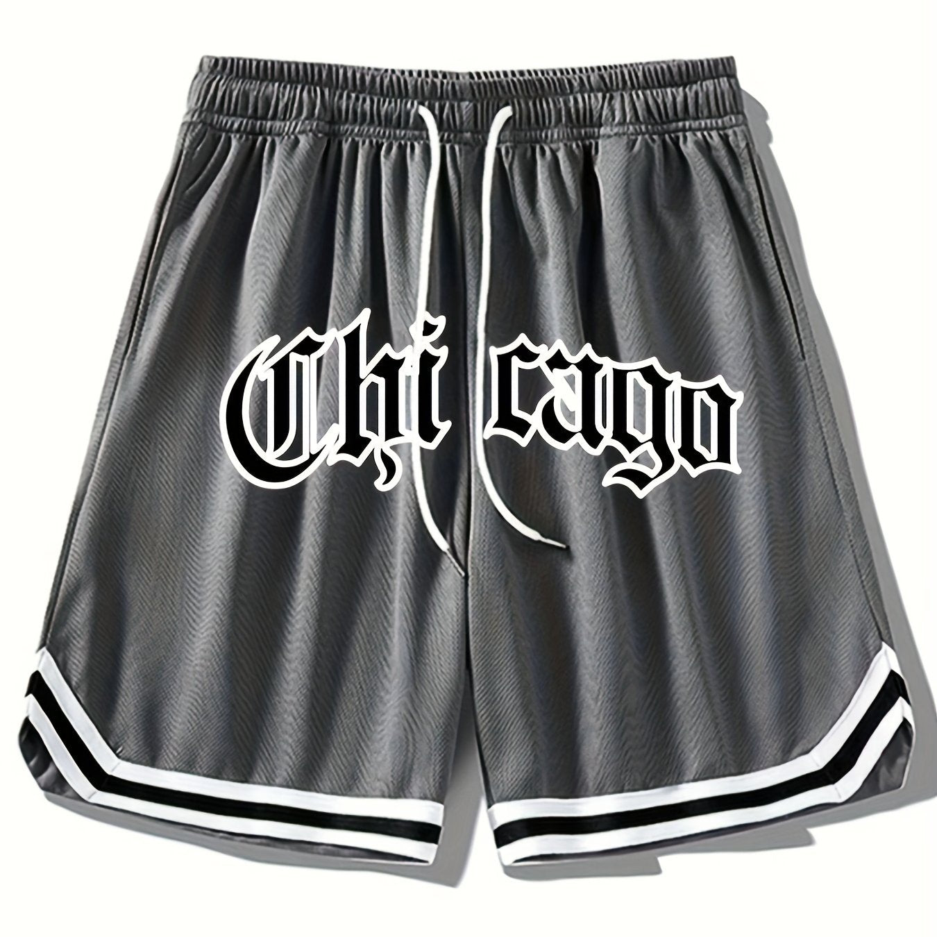Men's Athletic Shorts - Chicago Print Drawstring Sport Shorts