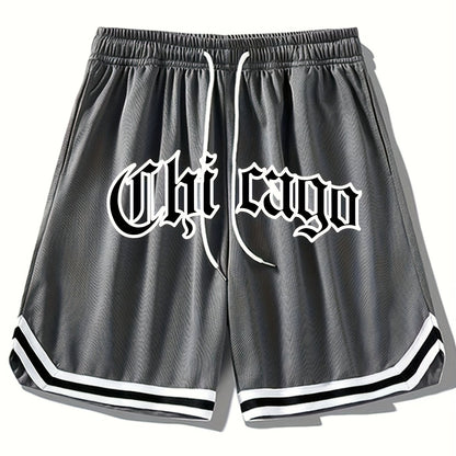 Men's Athletic Shorts - Chicago Print Drawstring Sport Shorts