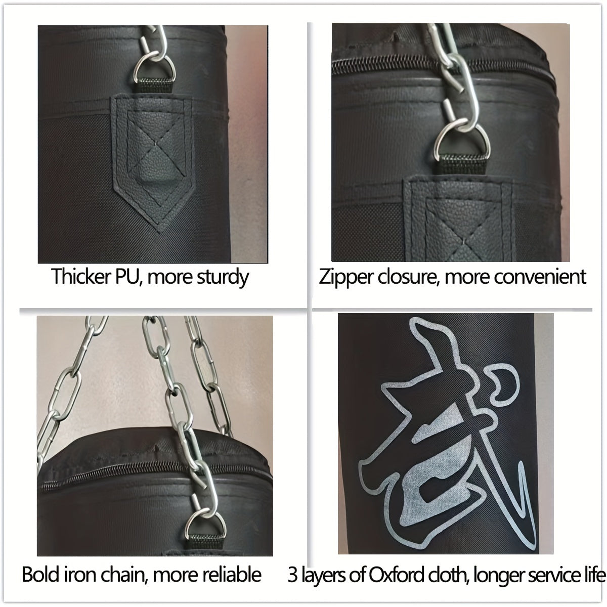 Heavy-Duty Boxing Punching Bag 60cm - Unfilled with Chain & Hook