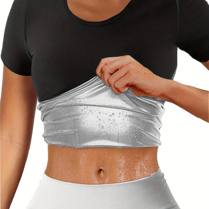 Women's Sweat Sauna Shirt - Moisture-Wicking Sculpting Workout Top