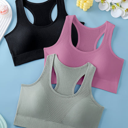 Women's Sports Bras 3-Pack - Breathable Yoga Fitness Tank Tops