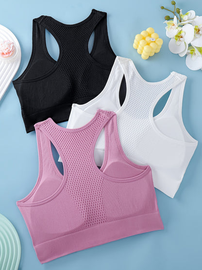 Women's Sports Bras 3-Pack - Breathable Yoga Fitness Tank Tops