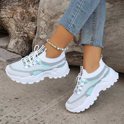 Women's Breathable Mesh Platform Sneakers - Lightweight Casual Sport Shoes