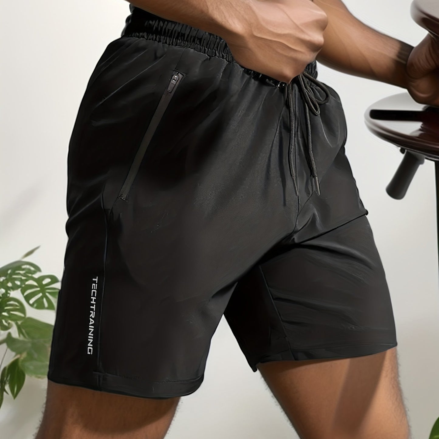 Men's Performance Active Shorts - Quick-Dry Stretch Gym Shorts with Zip Pockets