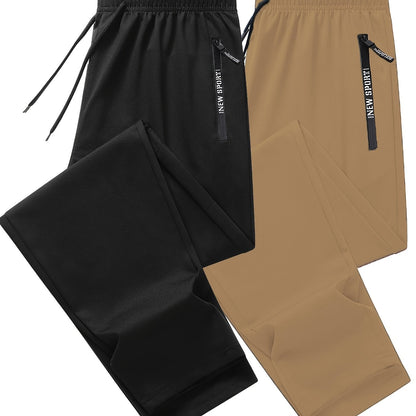 Men's Athletic Joggers - 2-Pack Sweatpants with Zippered Pockets