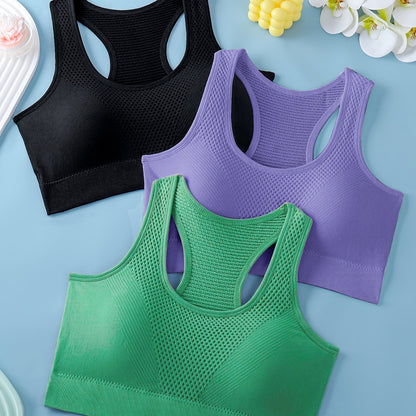 Women's Sports Bras 3-Pack - Breathable Yoga Fitness Tank Tops