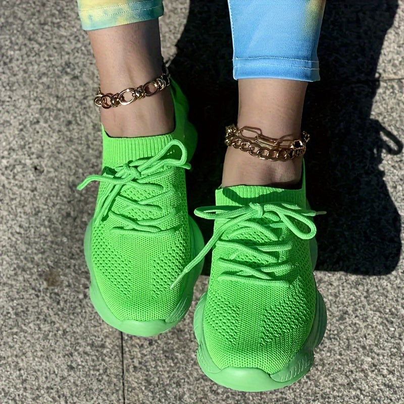 Women's Platform Mesh Sneakers - Breathable Lightweight Sport Shoes